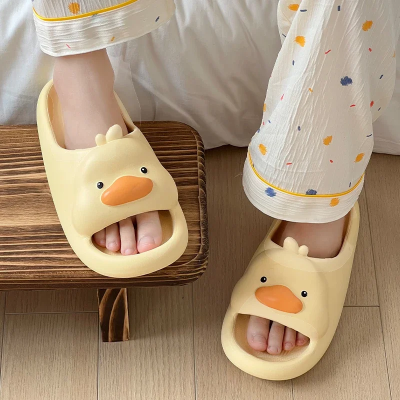 New Summer Women Slippers Men Cute 3D Cartoon Duck Fashion Outdoor Family Slides Sandals Couple Beach Soft Comfort Indoor Shoes