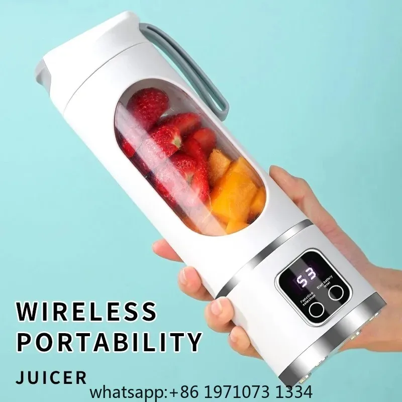 Mini Electric Juicer with Powerful Motor 450ML Large Capacity Digital Display Crushed Ice Household Charging Juice Cup