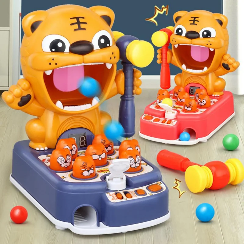 Multifunctionele kinderpuzzel Educatief interactief leren Stampend speelgoed, Kid Tiger Hameren Hit Game Speelgoed met verlichting Muziek