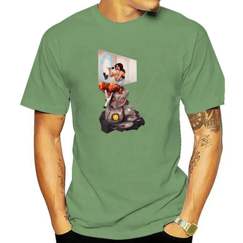 Fashion Men's t-shirt Portal Glados And Chell Gaming Gamer Artwork Awesome Tshirt Unisex Tees Tops Harajuku Streetwear