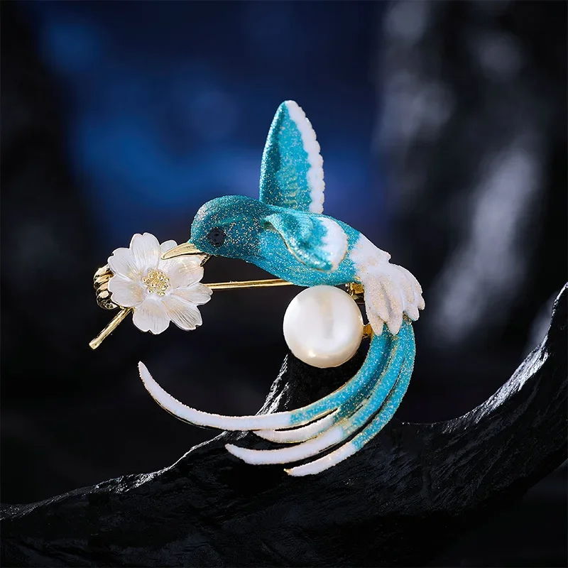 

Retro bird high-end brooch, natural freshwater pearl, elegant cheongsam accessory brooch pin