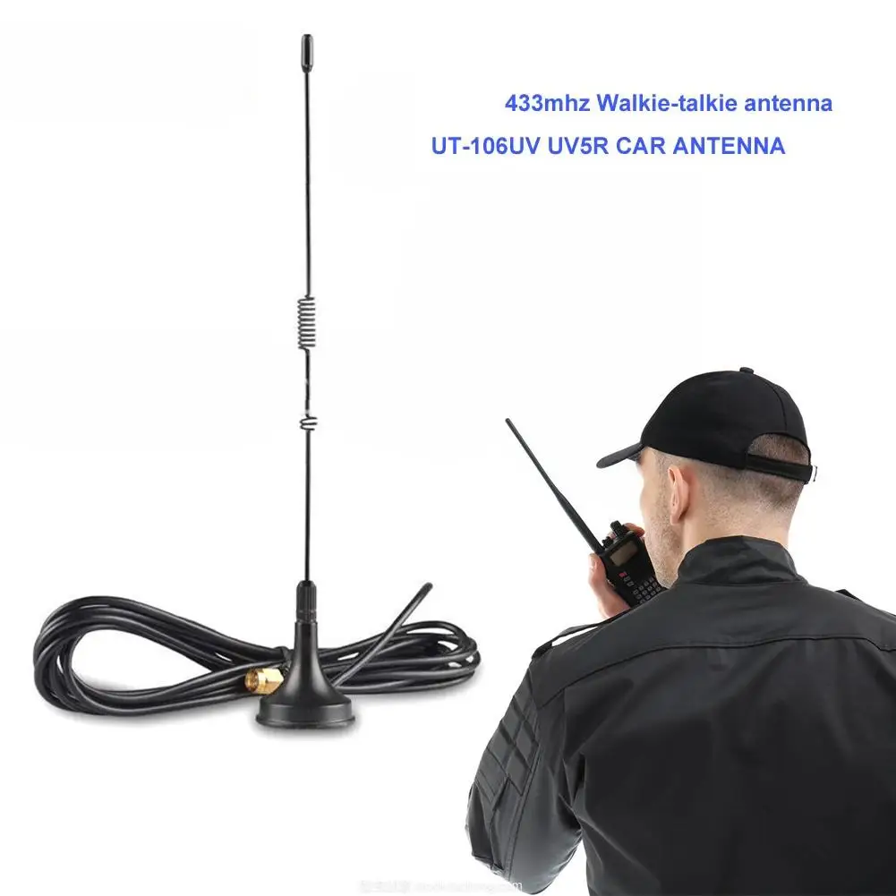 Antena succionadora de piezas SMA hembra para coche, medidor de cable largo de 433MHz, intercomunicador de doble segmento, UV5R, 3 Ant P1B1, 1 AntennaUT-106UV