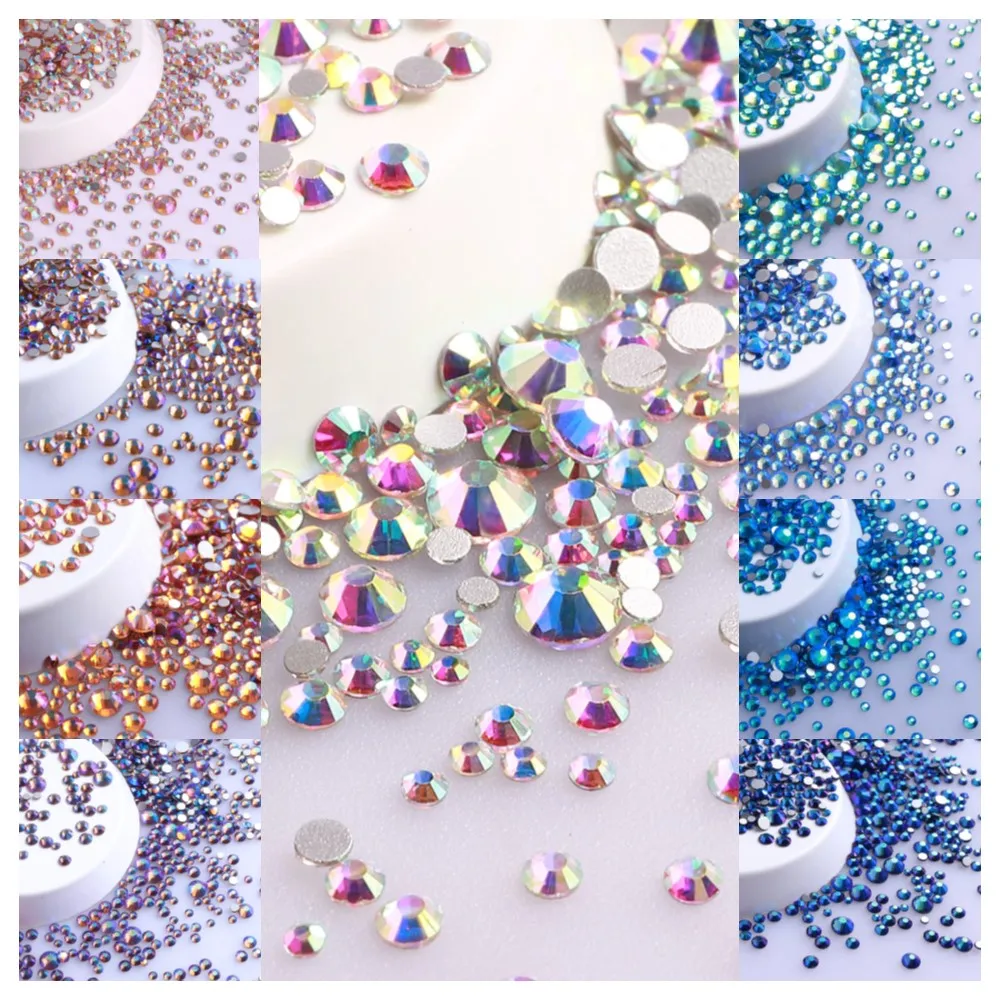 

Mix Sizes Coloured Nail Non HotFix FlatBack Rhinestone Glitter Crystal AB Diamond Gemstone Jewellery Clothing Fabric