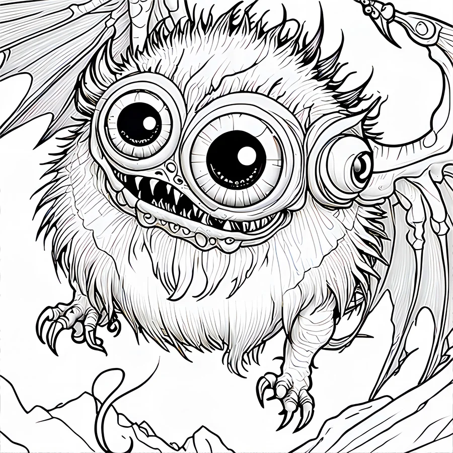 20 Page Adorable Fantasy Creatures Coloring Book For Adults And Teens Featuring Cartoon Cute Creatures Graffiti Painting Drawing