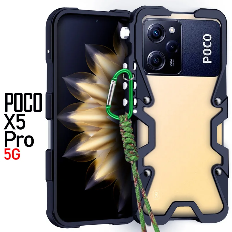 

Luxury aluminum alloy hollow heat dissipation Back Cover For Xiaomi Poco X5 Pro Military shockproof Phone Case For Xiaomi PocoX5