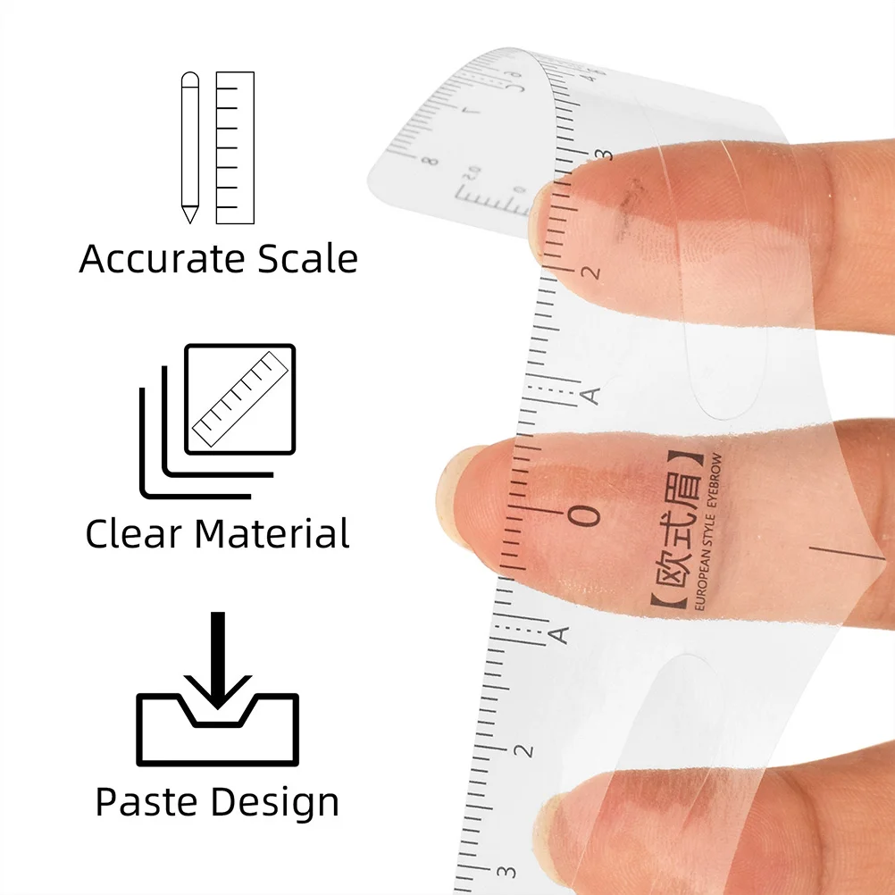 

50Pcs Positioning Eyebrow Line Rulers Transparent Measuring Marker Professional Eyebrow Mapper Drawing Shaper for Tattoo Makeup