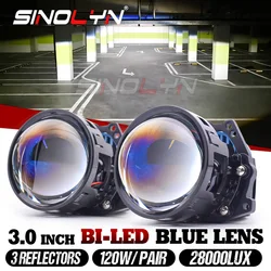 Sinolyn 3 Inch Blue Bi LED Projector Lenses For H7 LED H4 H1 H11 9005 9006 Angel Eyes Headlights 28000LM Car Lights Accessories