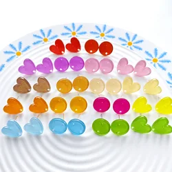 50pcs Acrylic Stud Earrings Base Love Heart Shape Earrings Base Round Earring Settings Diy Jewelry Making Findings Accessories