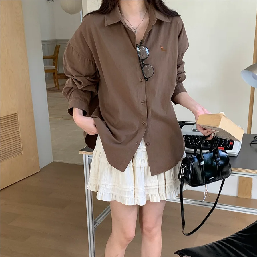 

Women's Casual Cotton Long Sleeve Shirt Embroidered Autumn 2025 New Fashion for Ladies