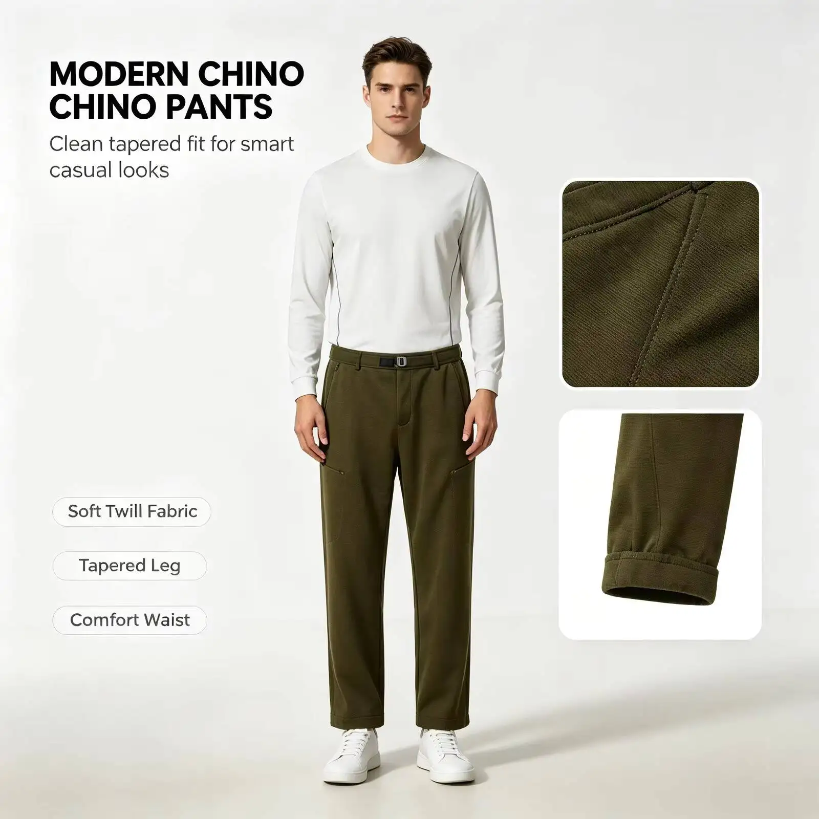 New Under Armour Men's Khaki Chino Pants, Slim Tapered Fit Twill Trousers, Casual Smart Pants for Office Travel Daily Streetwear