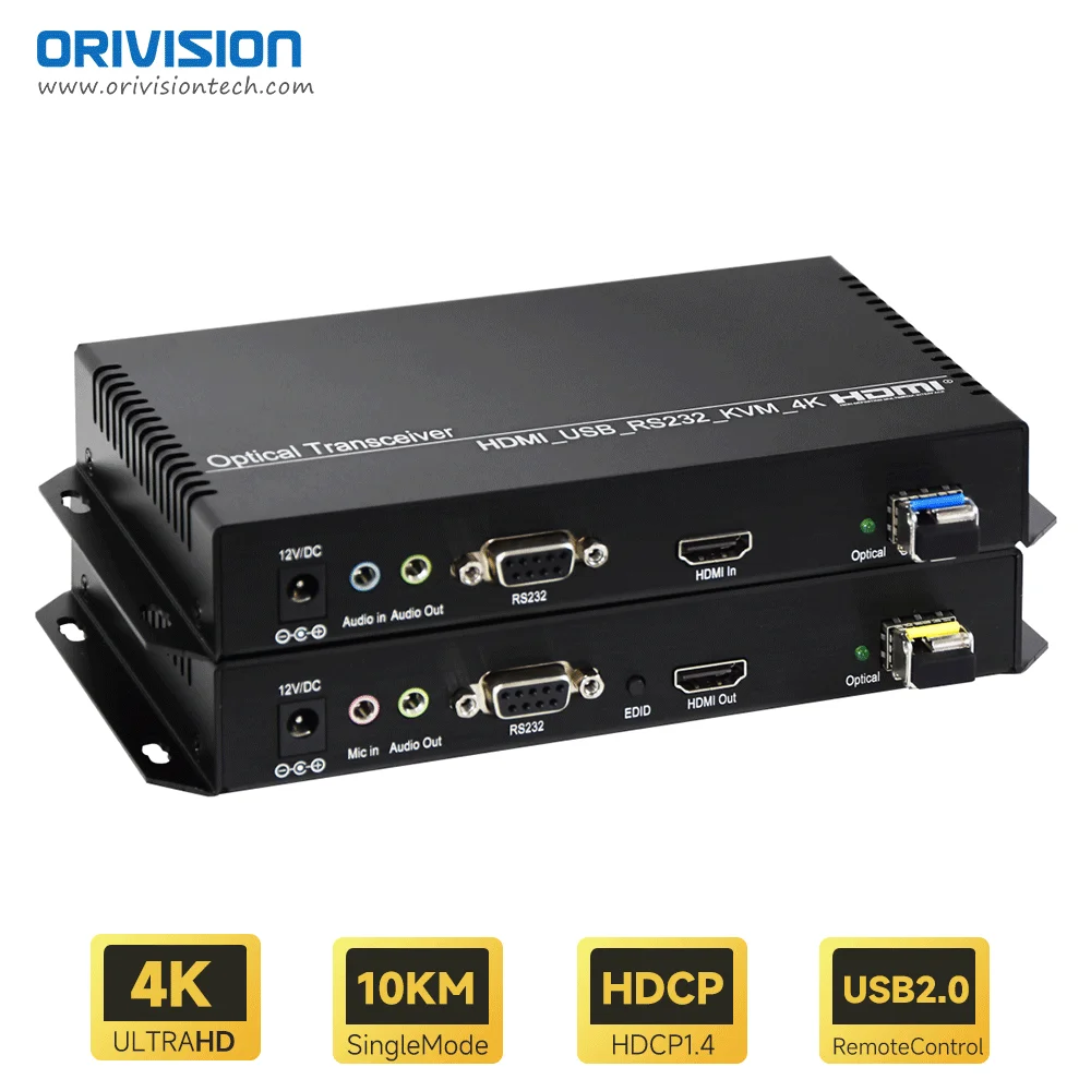 10KM 4K HDMI KVM Extender Transceiver Over LC Fiber Optical Cable 4K HDMI Fiber Optical Extender Video Transmitter Receiver Kit