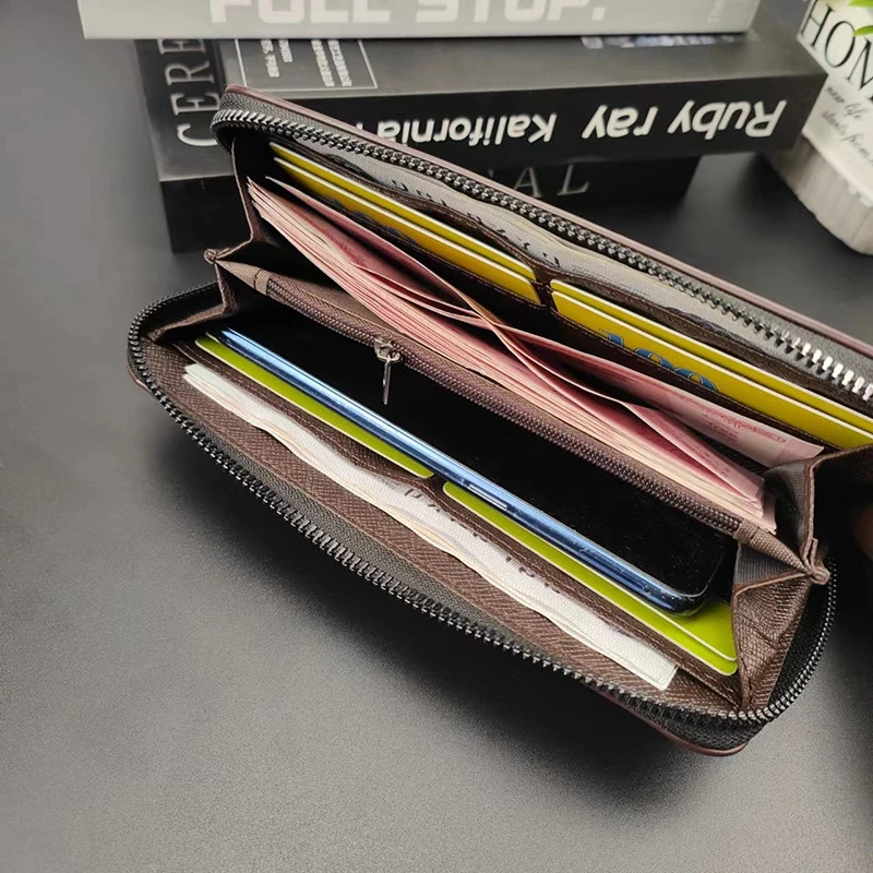 High Quality Men Wallet Long Style Credit Card Holder Male Phone Purse Zipper Large Capacity Brand PU Leather Clutch Bag For Men