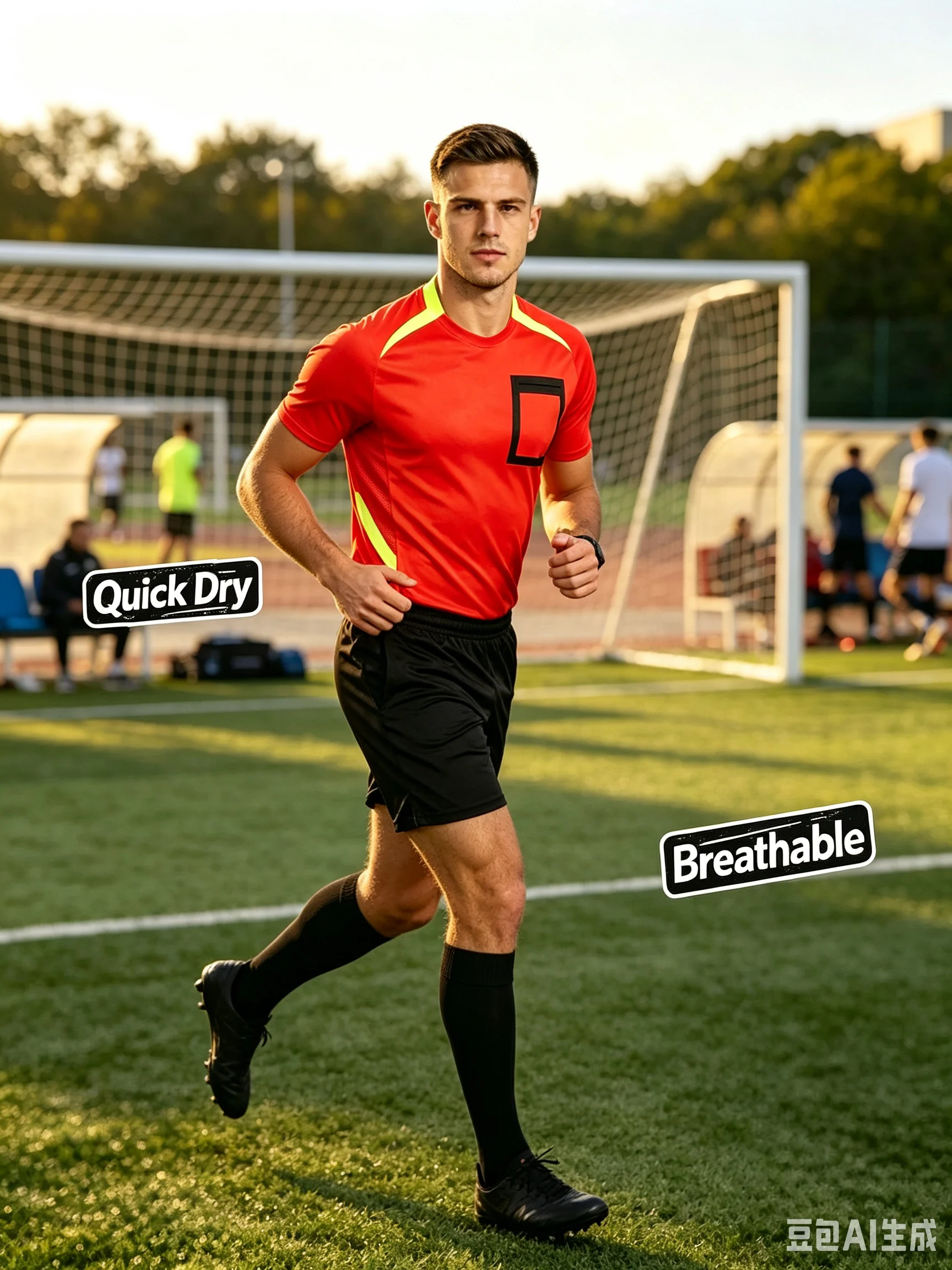 RETRO SOCCER REFEREE JERSEY (ADULT & CHILD) – CREW NECK, FLUORESCENT GREEN WITH COLOR-BLOCK & FAUX POCKET DESIGN – 2026 KIDS