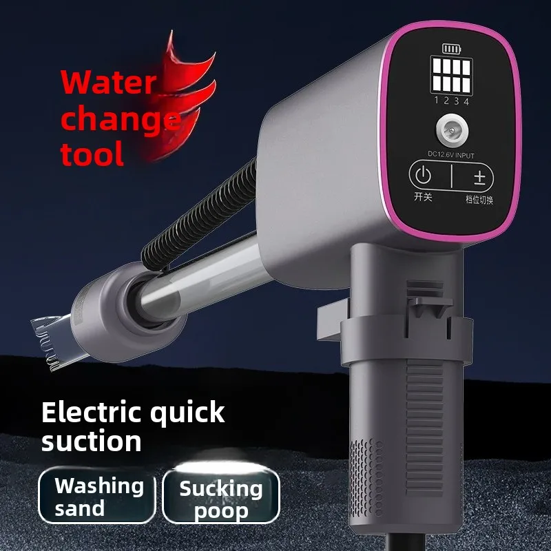 Rechargeable Aquarium Siphon Pump, Electric Water Changer & Sand Washer for Fish Tank Cleaning
