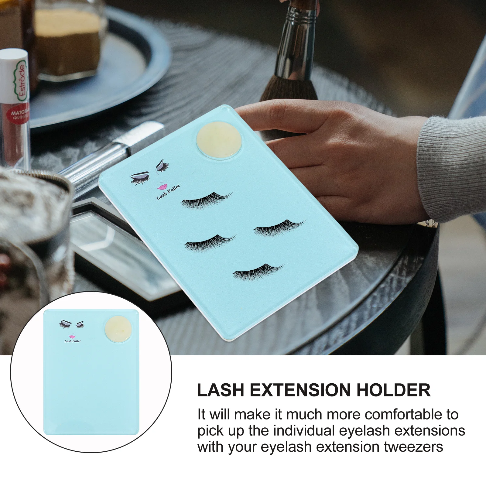 

Eyelash Extension Pallet Holder With Glue Stone For Lash Extensions Lightweight Durable Portable Home Salon Use Eyelash