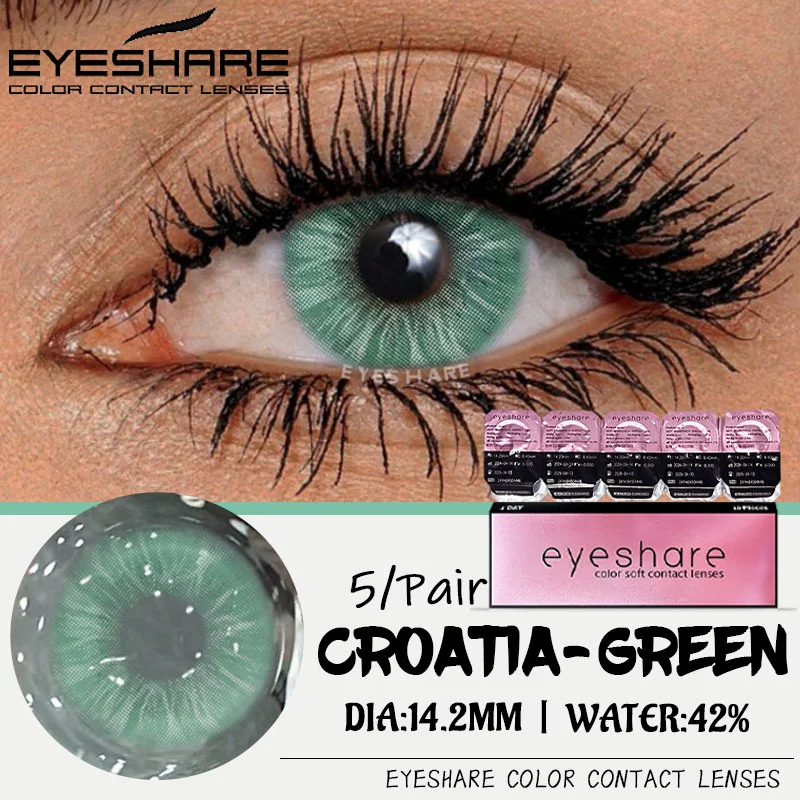 EYESHARE 5 Pairs Daily New Color Contact Lenses for Eyes 42% High Water Content 1 Day Lens Comfortable to Wear Daily Disposable