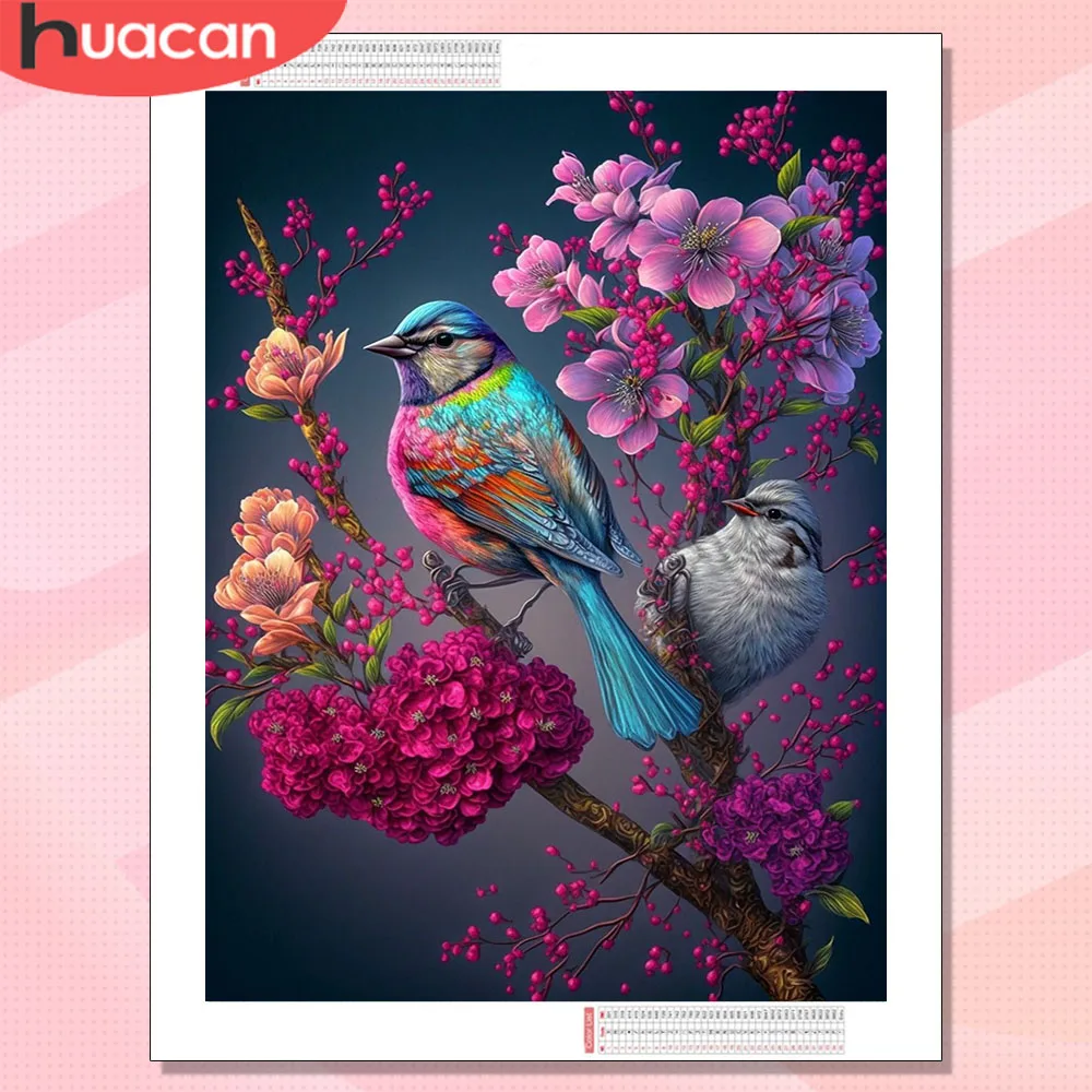 HUACAN Diamant-Malerei-Sets, Vogel, Tier, für Erwachsene, Mosaik-Kunst, Blume, quadratisch, rund, Bohrer, Hobby, kreatives Kunsthandwerk