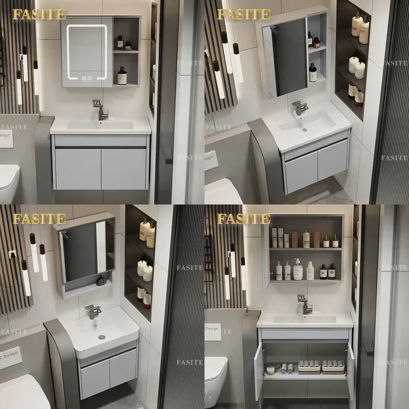 For Small Apartment Bathroom Cabinet Combination Ceramic Integrated Basin Balcony Washbasin Cabinet Washing Ceramic Basin