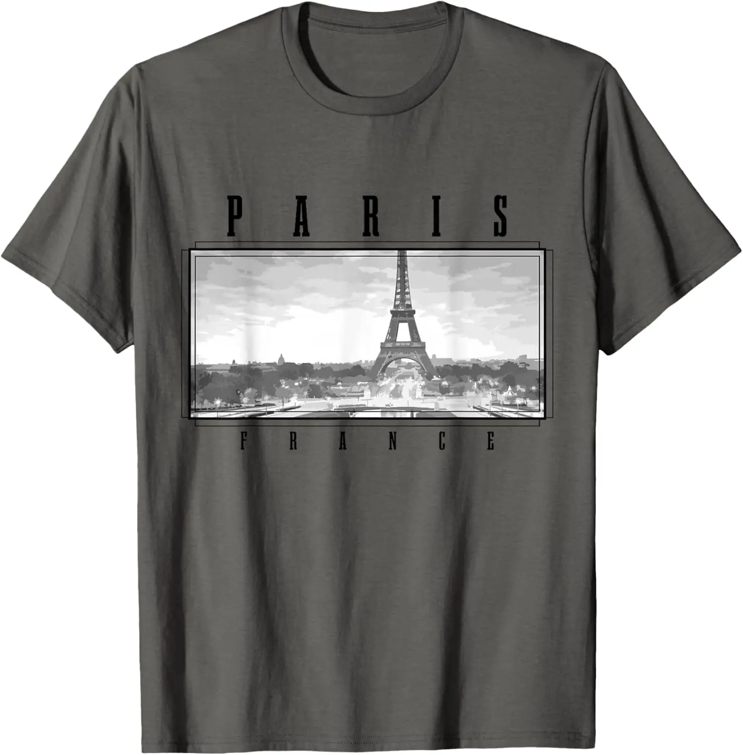 

Париж Эйфелева башня Skyline Винтажная футболка с рисунком Повседневная уличная одежда Хлопковая футболка