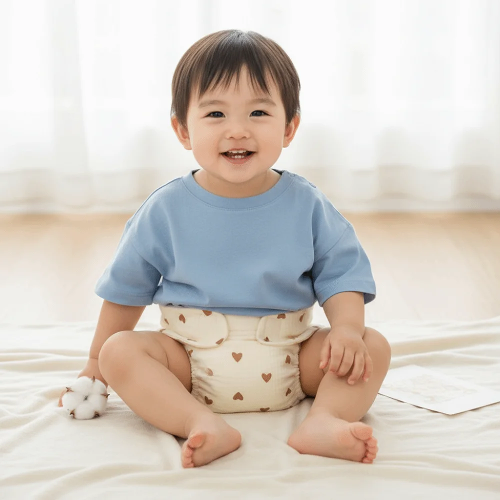 Kawaii Eco-Friendly Baby Training Pants Pure Cotton Washable Infant Shorts Waterproof Gauze Material Cloth Baby Diaper Daily