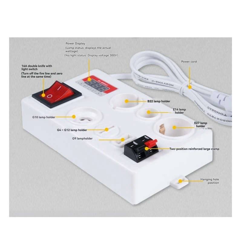 E27 B22 E14 Lamp Bulb Tester LED Light Voltage Power Quick Test Box Fast Testing With Power Display US PLUG