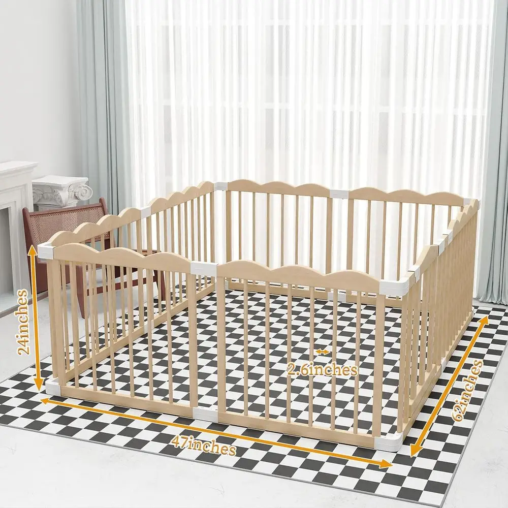 روضة أطفال خشبية قابلة للتعديل للأطفال، حجم كبير مع باب قفل، سهلة التجميع، مركز أنشطة متعدد الأشكال (47 × 62 × 24 بوصة) #2