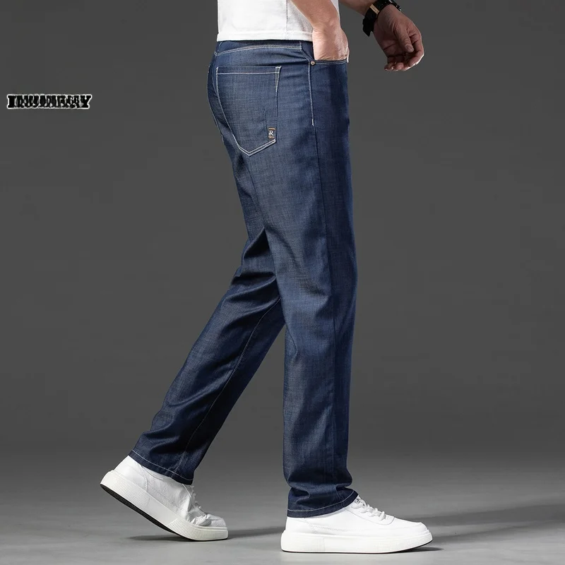 

Ice Silk Jeans Men's Loose Straight Leg Summer Thin Faionable Long Pants Youthful Wear Resistant Light Denim Jeans