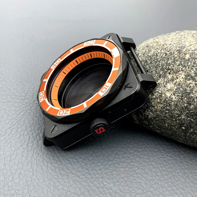 وزارة الدفاع الأسود SKX007 ساعة مربعة تناسب 7S 4R NH35 NH36 حركة ختم الغطاء الخلفي SKX007 SRPD الرجال الغوص استبدال حالة مخصصة #4