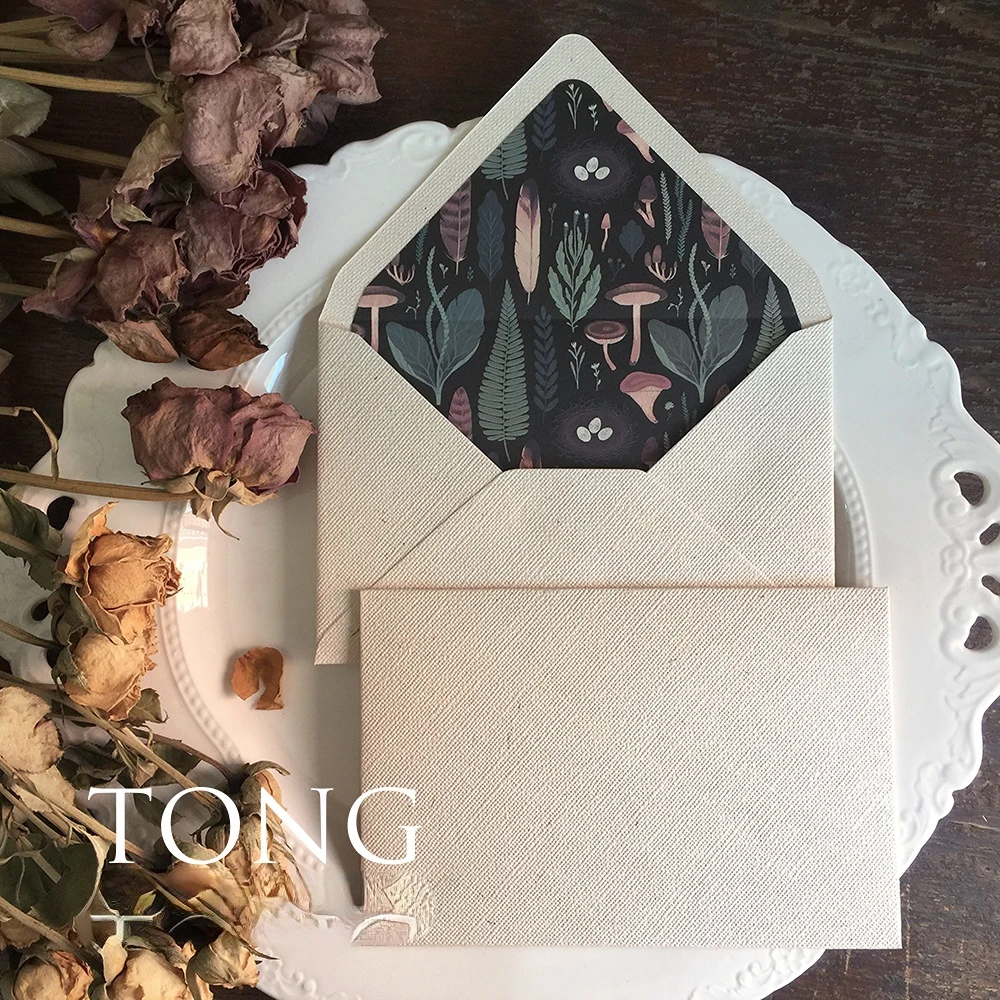 5pcs/lot Vintage Western Envelopes Wedding Invitations Printing Lining Envelopes Belly Band Invitation Stationary 4colors