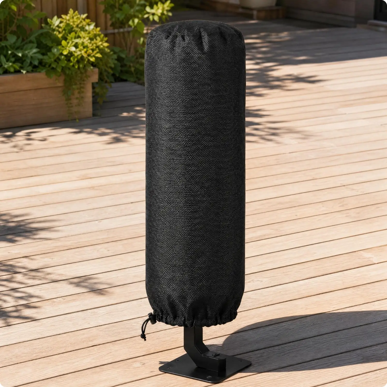 Waterproof Fire Pit Cover for Outdoor Heating Appliances Oxford Material Rounded Top with Side Zipper and Elastic Base