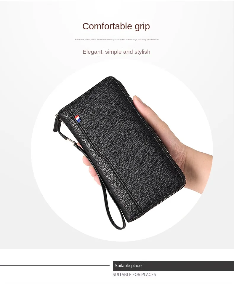 Herren-Lederhandtasche, Multifunktionale Lange Geldbörse, Modische Handytasche mit Großer Kapazität, Personalisierter Kartenhalter 2026 – Detail 8