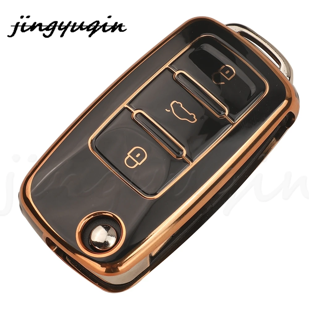 jingyuqin New Arrival TPU Car Flip Key Cover For VW Polo Golf Passat Tiguan Beetle Caddy Eos Skoda Octavia Seat Leon Altea