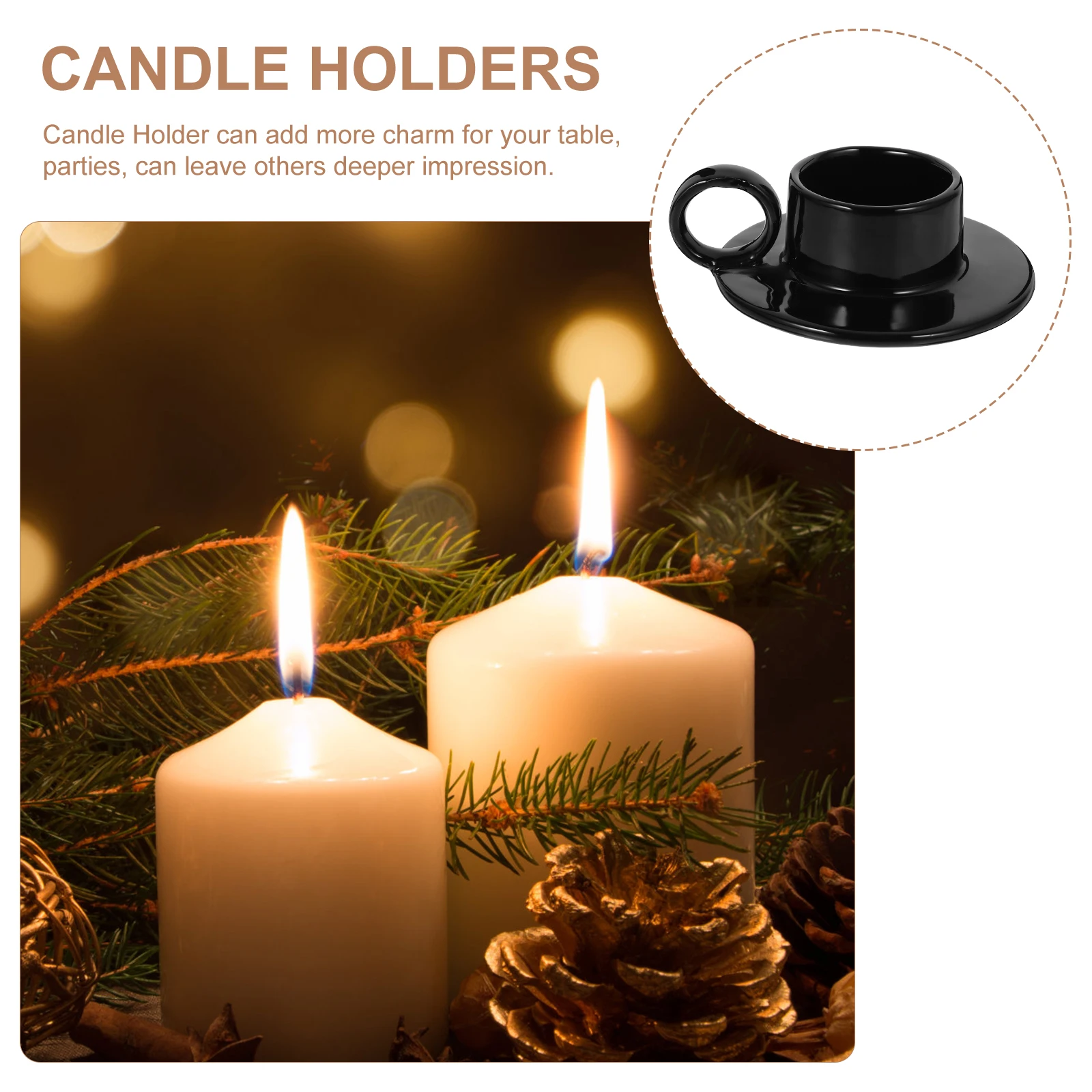

Ceramic Holder One Piece Cup Saucer Design with Handle for Tealight Modern Decorative Tabletop Home Party Wedding