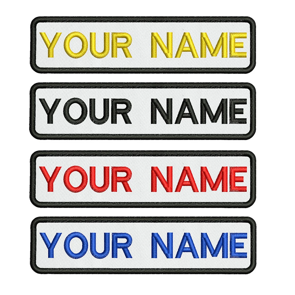 10x2.5cm bianco Backgroun ricamo nome personalizzato Patch Stripes Badge Iron On o Patch