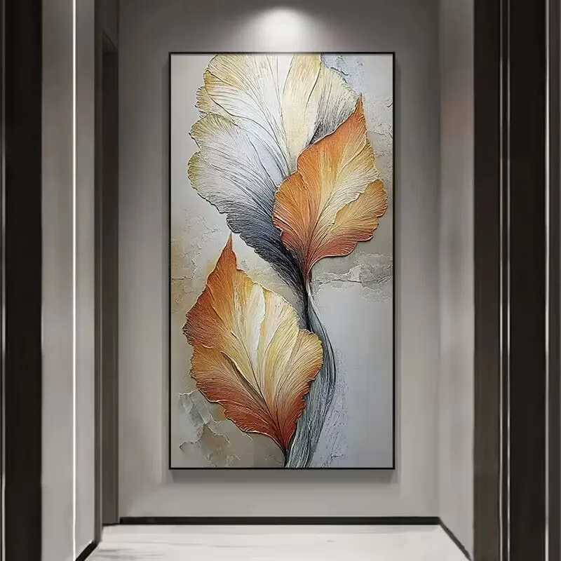 High End Abstract Golden Flower Plants Decoration Painting，Pure Handmade Canvas Oil Painting,Interior Decor,Sofa Poster，Hot Sale