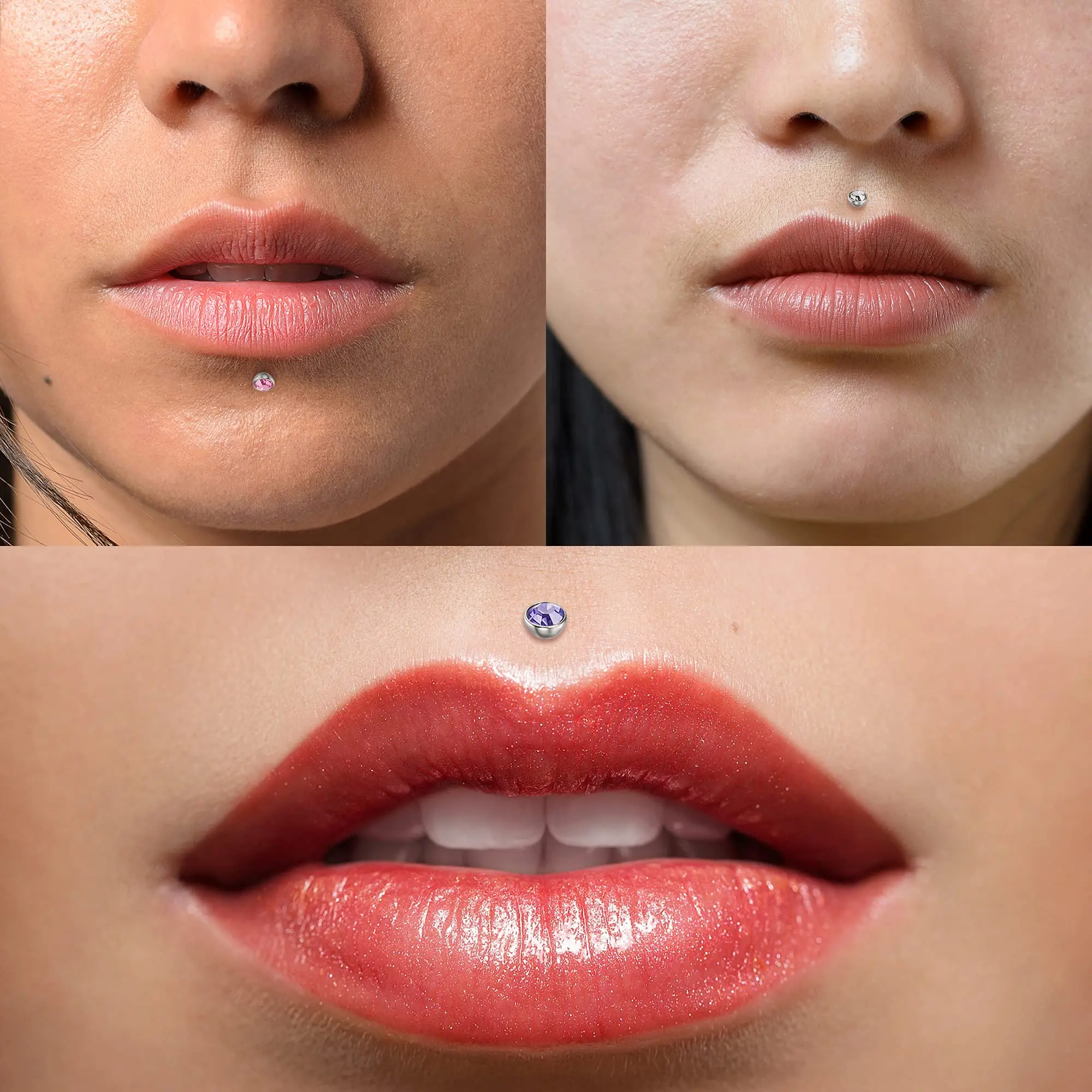 Drperfect 16G Roestvrij Staal Labret Lip Monroe Medusa Stud Piercing Voor Vrouwen Helix Oorbellen Kraakbeen Tragus Piercing 6Mm 8Mm