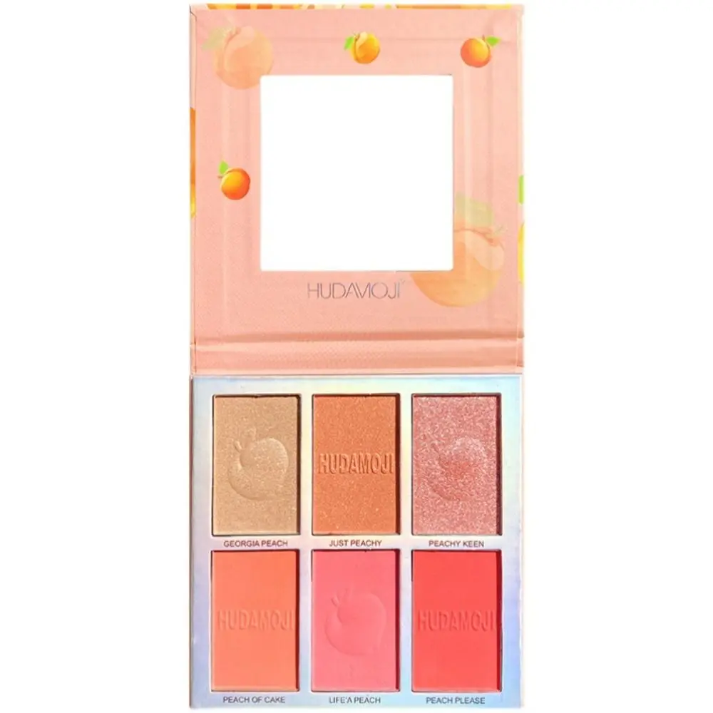 Evidenziatore multiuso Ombretto a sei colori Shimmer Palette di fard rosa Fard in polvere glitterata a lunga durata Estate