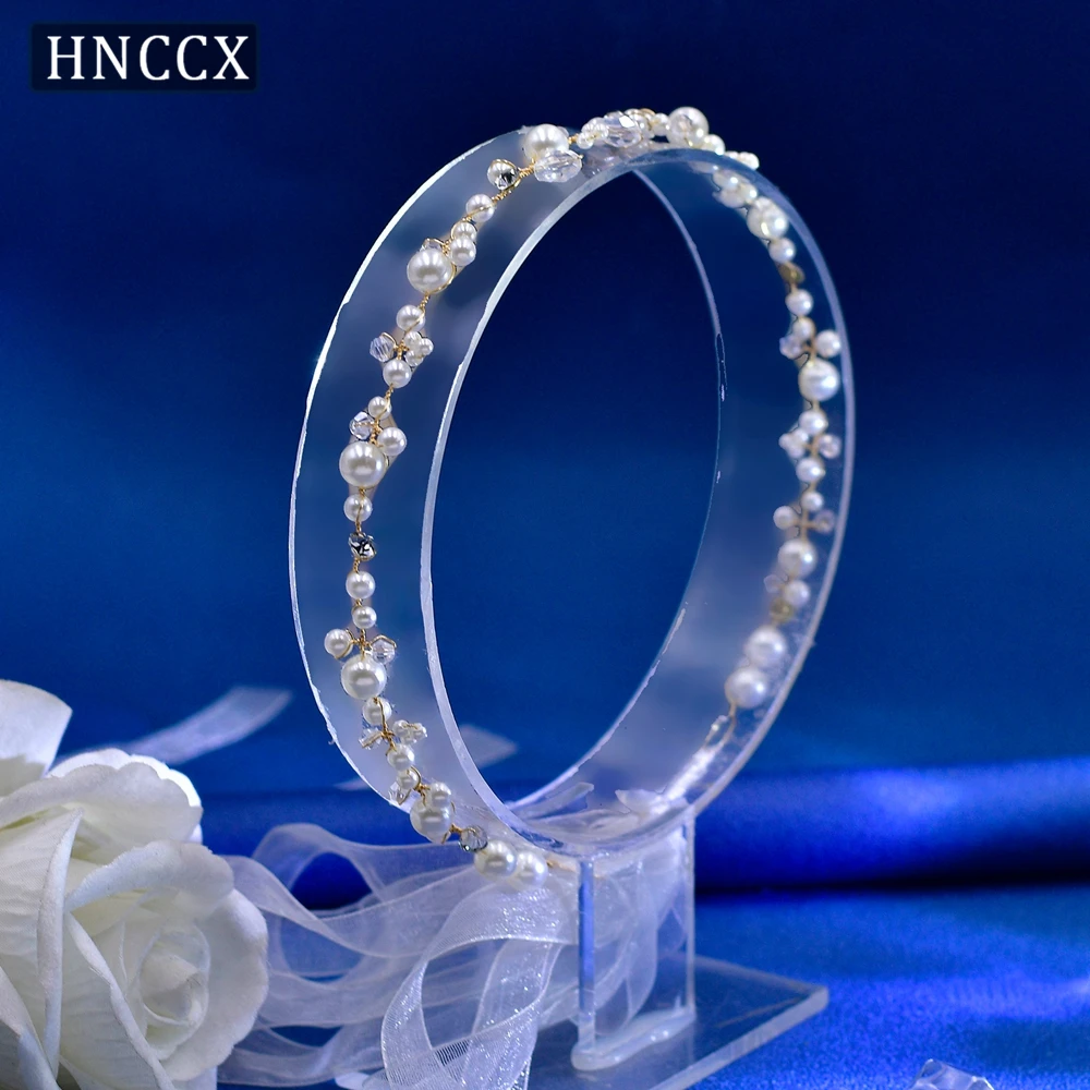 HNCCX Handmade Bridal Headband Pearl Wedding Hair Accessories Vine Minimalist Beaded Headpieces Wedding Women Headresses CP03