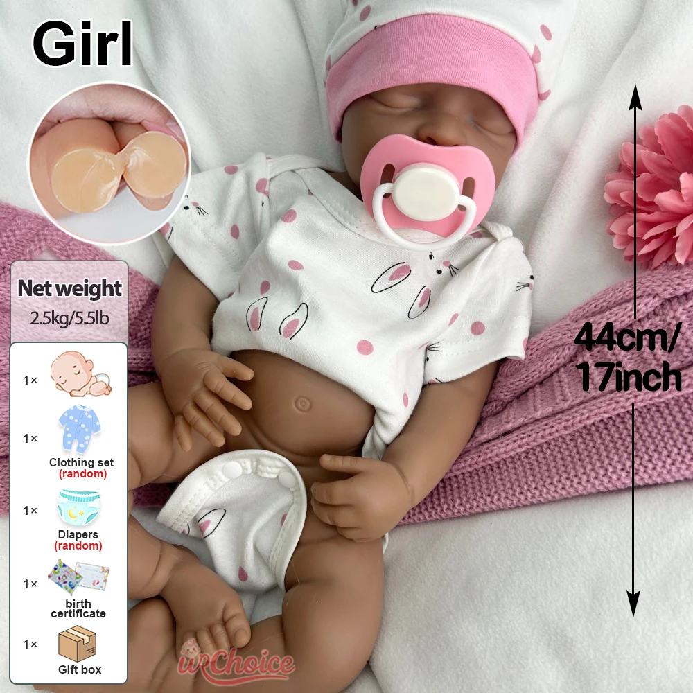 44 cm completamente morbido bocca aperta ragazza realistica in silicone rinato bambino impermeabile coccolone bambola comfort per regalo di Natale da collezione