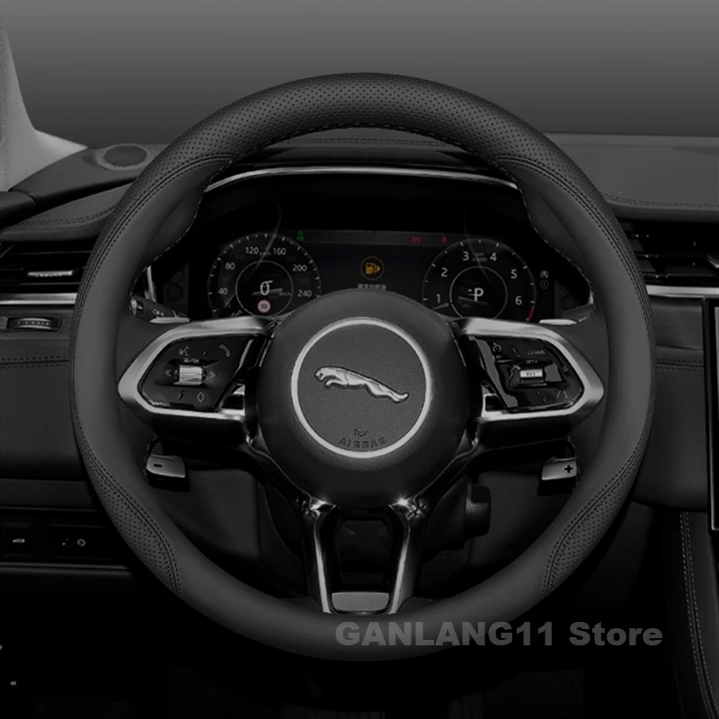 

Leather Car Steering Wheel Cover For Jaguar XEL XFL P200 P250 P300 E-PACE XF XJ XE Anti-slip Auto Steering Wheel Accessories