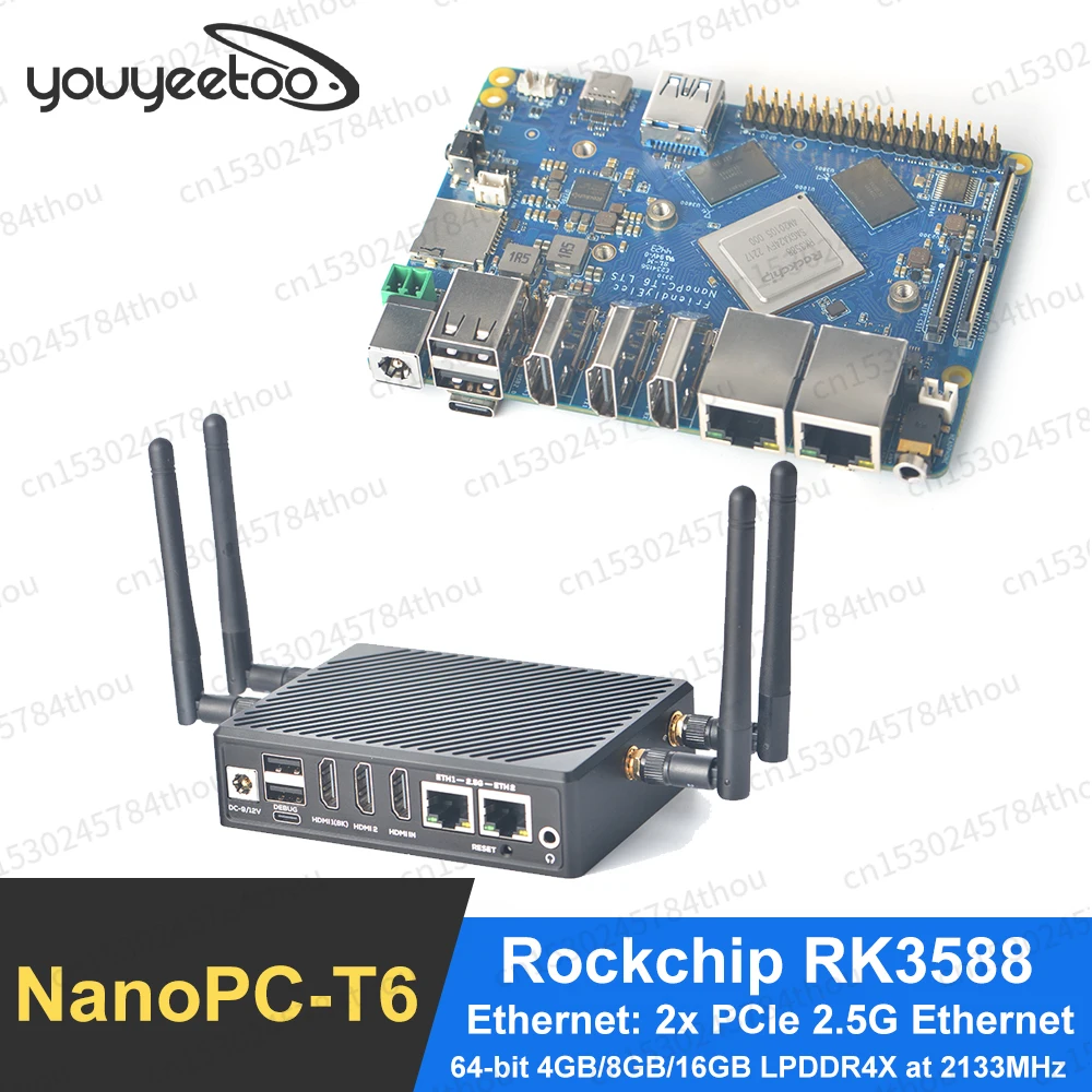 NanoPC T6 Development Board Rockchip RK3588 Dual  PCIe 2.5G Ethernet 16GB LPDDR4X Support Debian 11,Android 12,Ubuntu 22.04