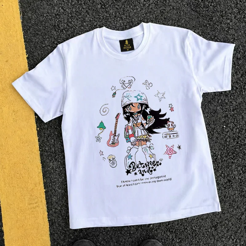 Loose Fit Cotton T-Shirt Unisex Short Sleeve Double Thread UPUPXIA Hero Print Sweat Absorbent round Neck Casual Summer Top