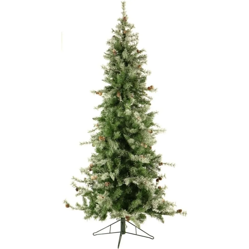 

with Warm White LED String Lights, Lightly Flocked Artificial Christmas Tree with Pinecones, Realistic Foliage, Stand Included