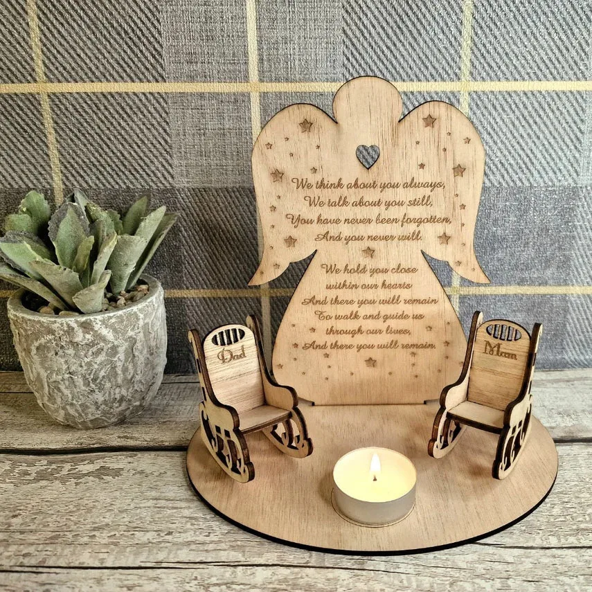 Personalised Christmas candle memorial display - rocking chair -rustic - xmas - memory - decoration -decor - rememberance - fami