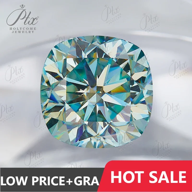 

Full size Loose Moissanite Cushion Shape Brilliant Cut Aqua Blue Jewelry Making Beads Manufacturer Supply Wholesale Price Gem