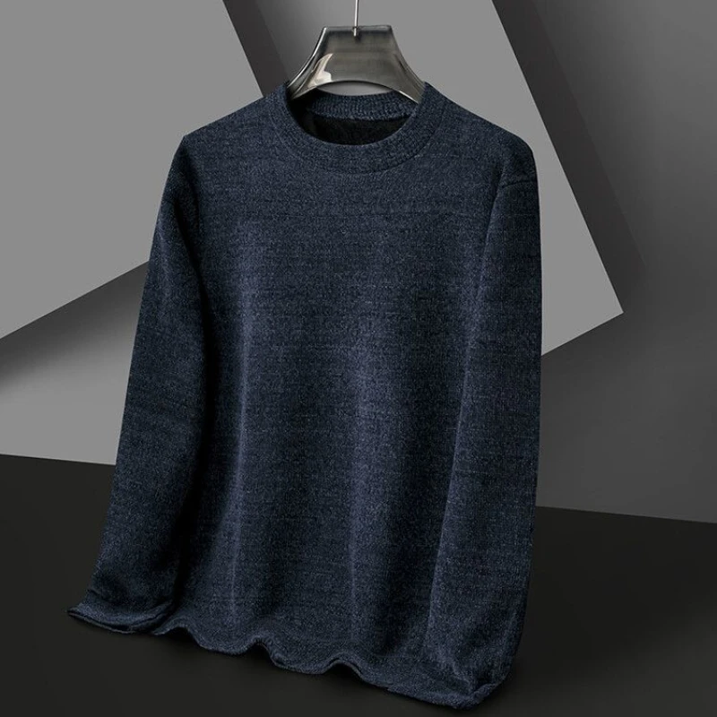 

2023 Korean Version of The Autumn New Padded Middle-aged Round Neck Pullover Solid Color Sweater Man Sweaters for Men