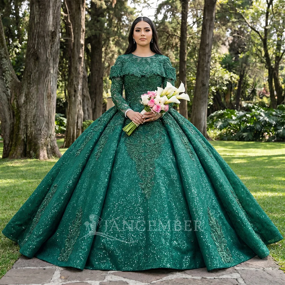 

Glittering Lilac Quinceanera Dresses Luxury Lace Formal Birthday Party Customized Long Sleeves vestidos de 15 años quinceañeras