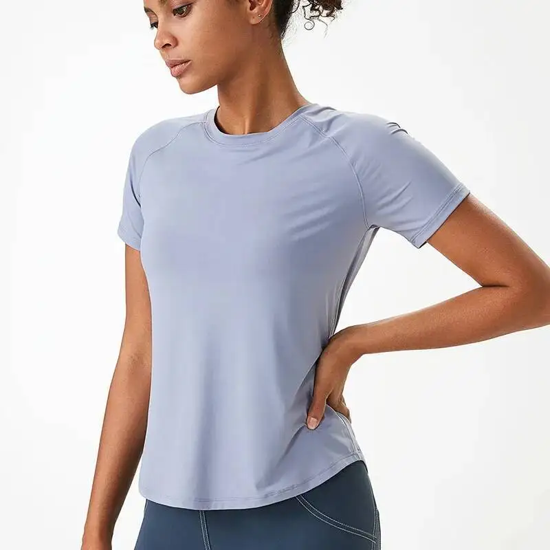 

Nude Mesh Breathable Yoga Short Sleeve Fiess Sports Quick Dry T Shirts Running Training Push Up Top Women Gym Wear S XL