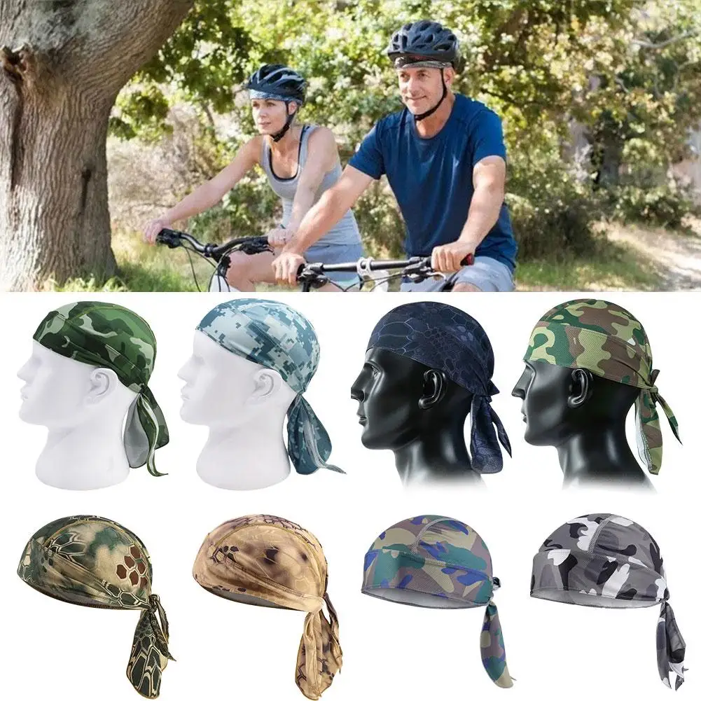 Unisex Quick Dry Camo Cycling Cap Head Scarf,Men Running Headscarf Printing Cap Camo Riding Bandana Q9Q3