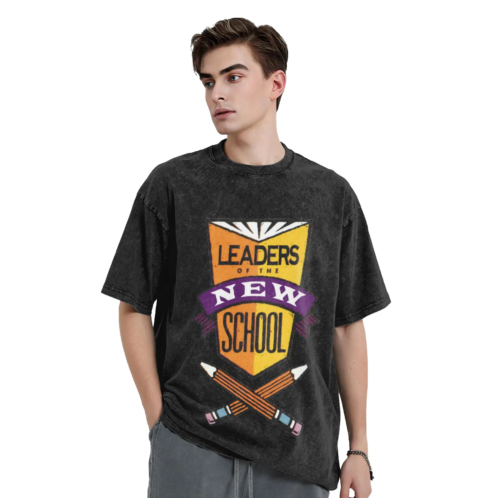 Leaders Of The New School Classic Cool A Washed T Shirt Men's Women's Oversized Cotton Tees Tops